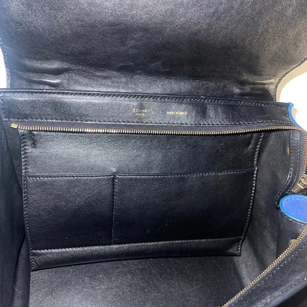 Authentic Celine trapeze crossbody hand bag Black and Blue Leather Bag - Picture 2 of 14